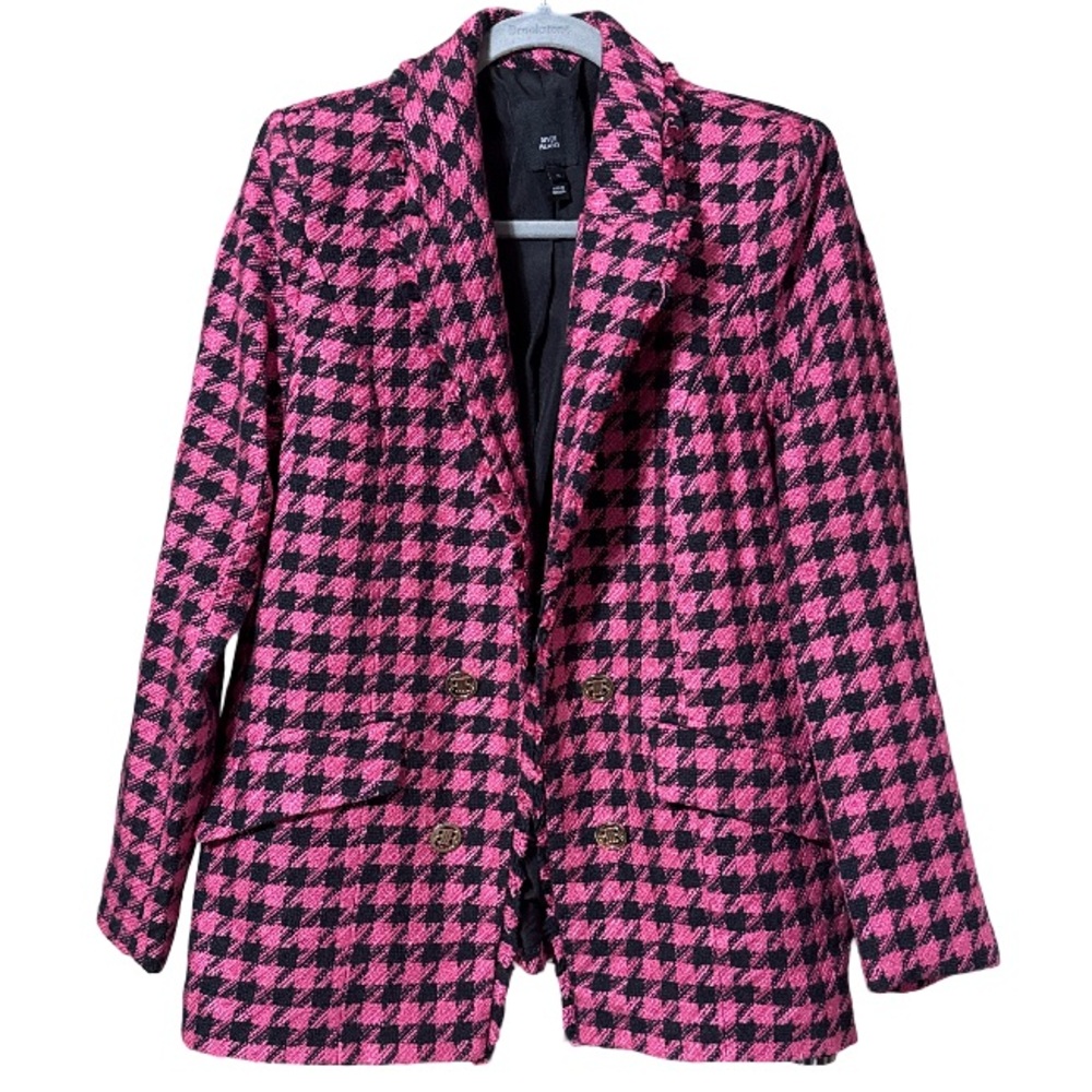 River Island Pink Houndstooth Boucle Blazer